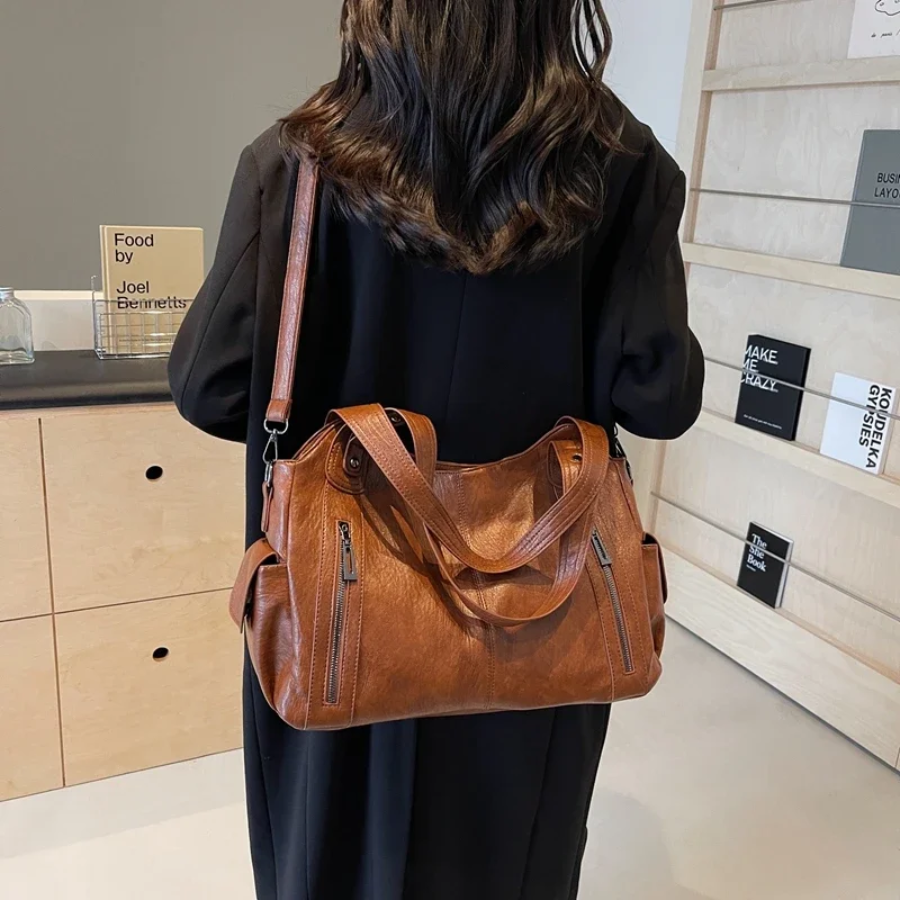 Women’s Multi-Pocket Shoulder Bag with Detachable Strap