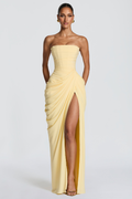 Women's Strapless Corset Draped Maxi Dress