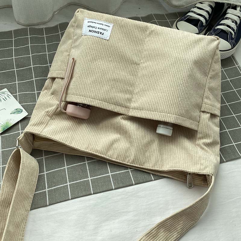 Women’s Corduroy Multi-Pocket Shoulder Bag