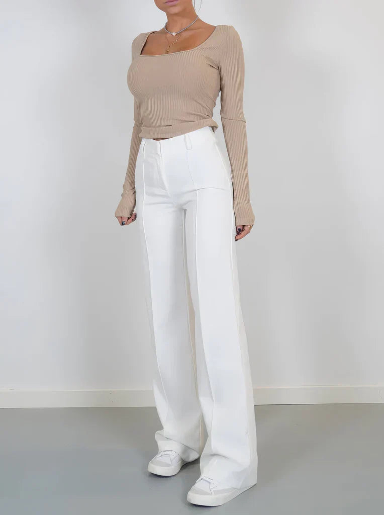 Women’s High-Waisted Wide-Leg Trousers with Pockets