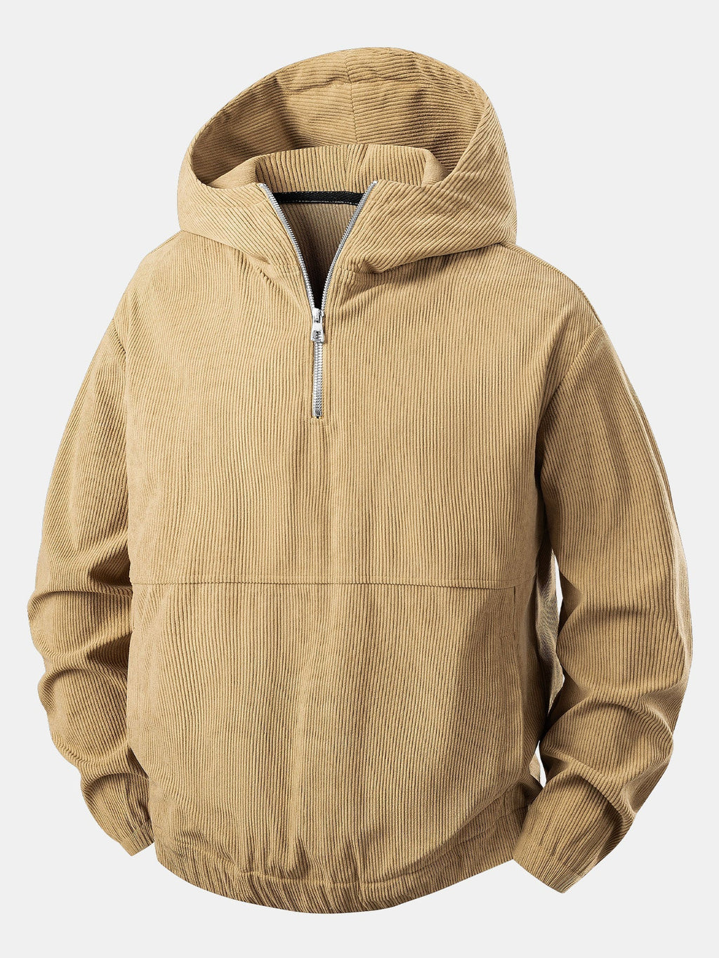 Men’s Corduroy Half-Zip Hooded Pullover