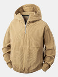 Men’s Corduroy Half-Zip Hooded Pullover