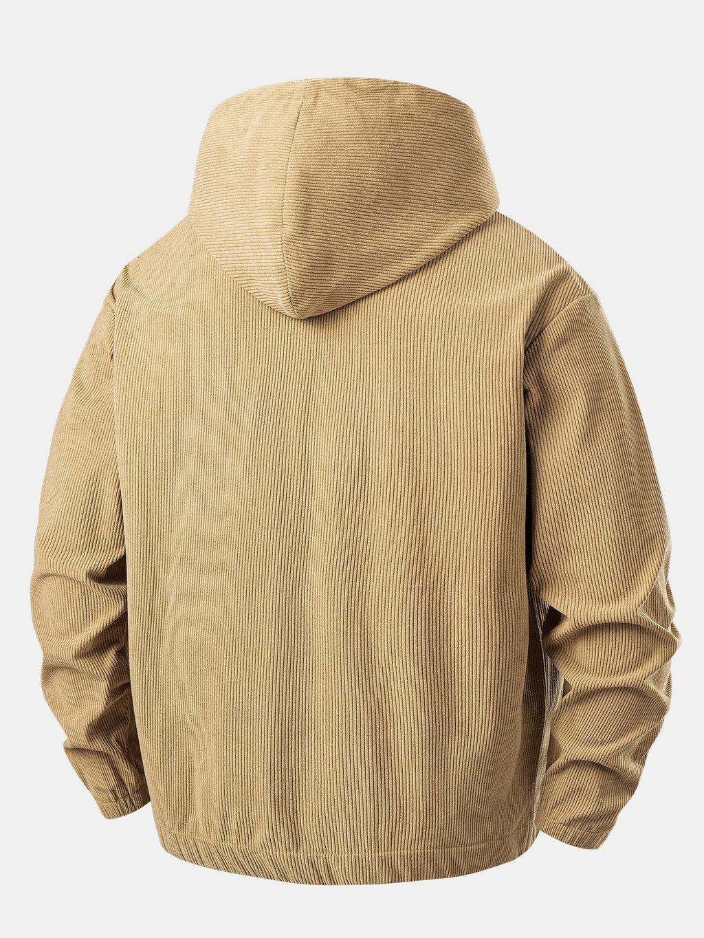 Pull-over à capuche en velours côtelé pour homme, demi-zip