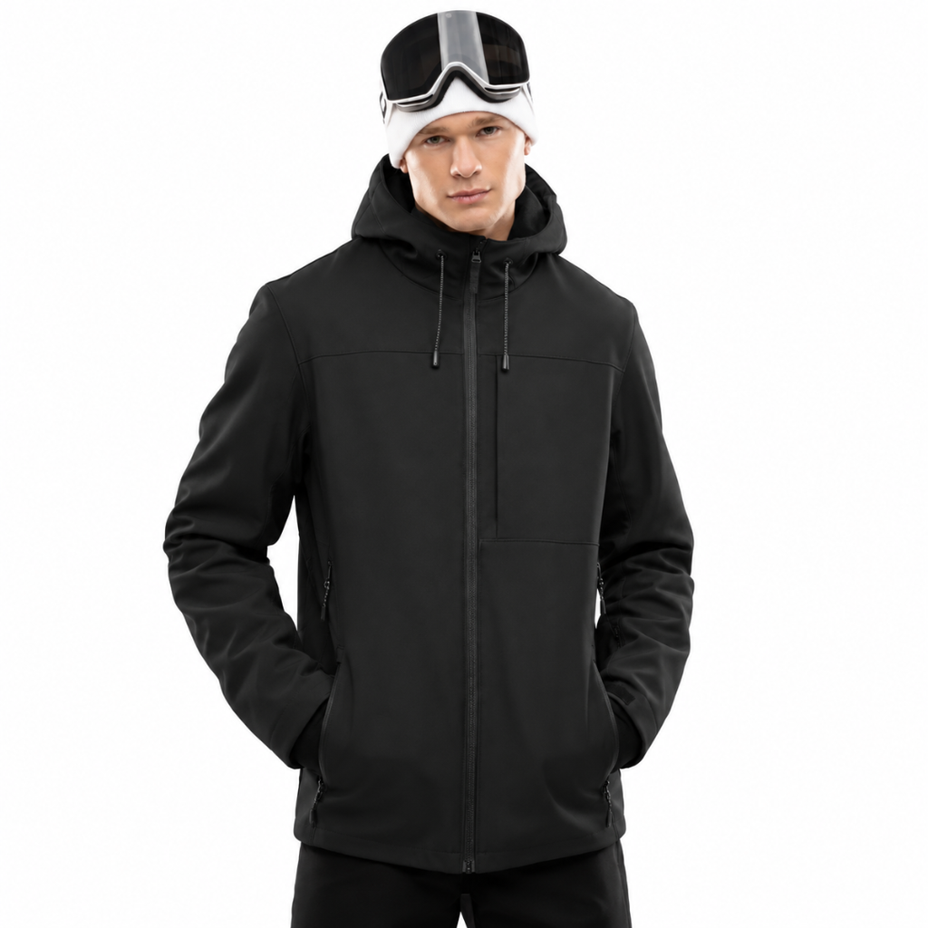 Men's Hooded Ski Jacket with Zip Pockets