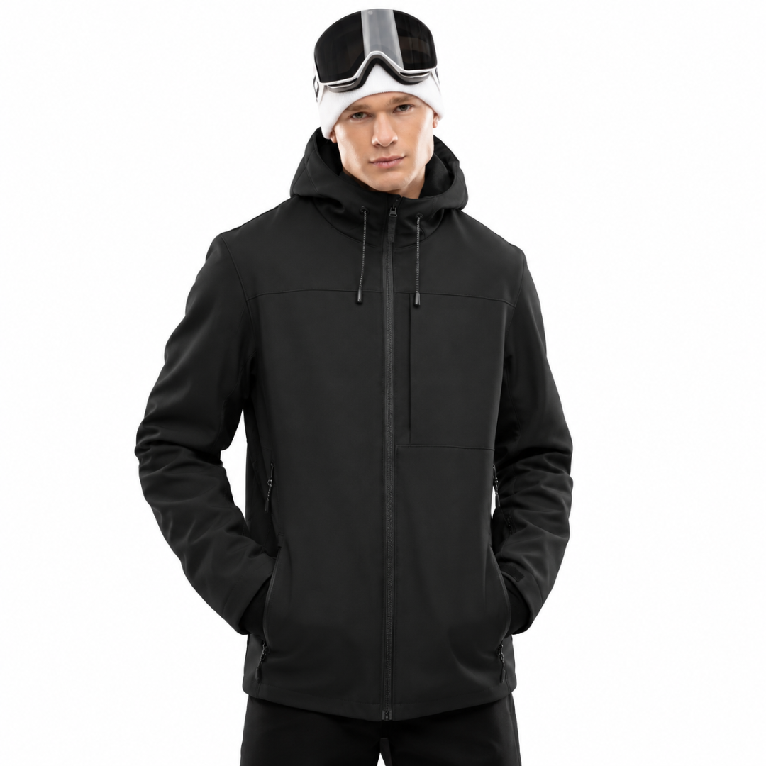 Men's Hooded Ski Jacket with Zip Pockets