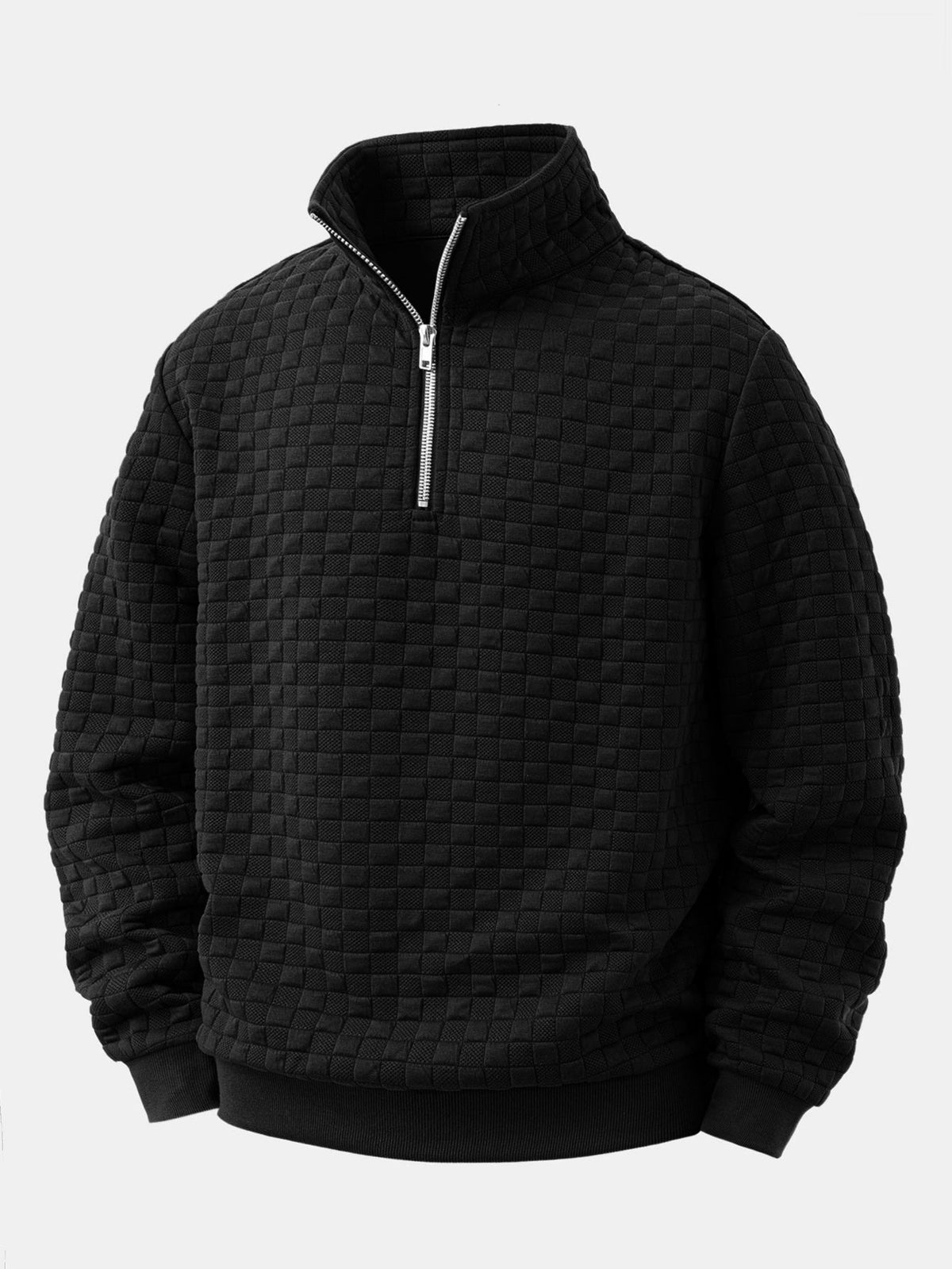 Pull texturé à col montant et fermeture éclair quart de tour pour homme