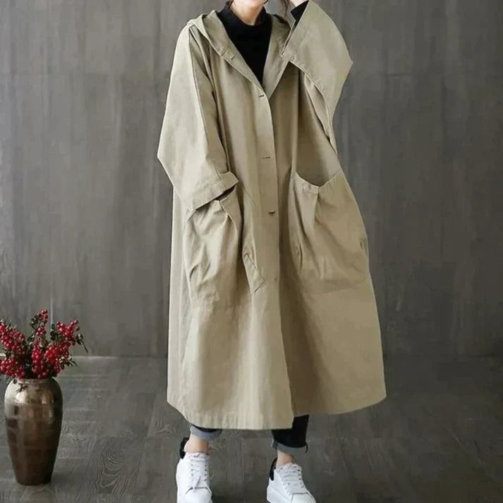 Manteau décontracté long à capuche pour femme