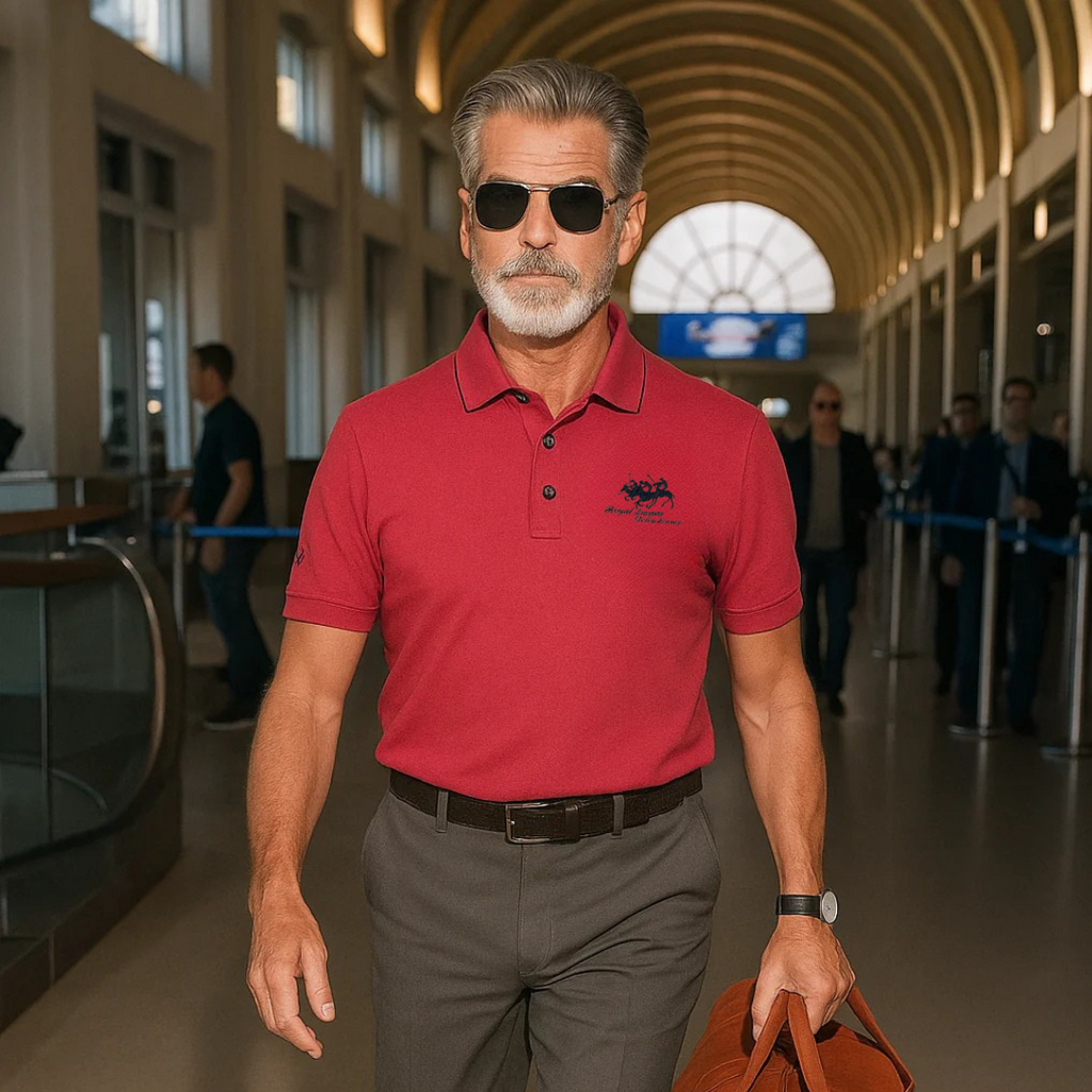 Polo brodé à manches courtes pour homme