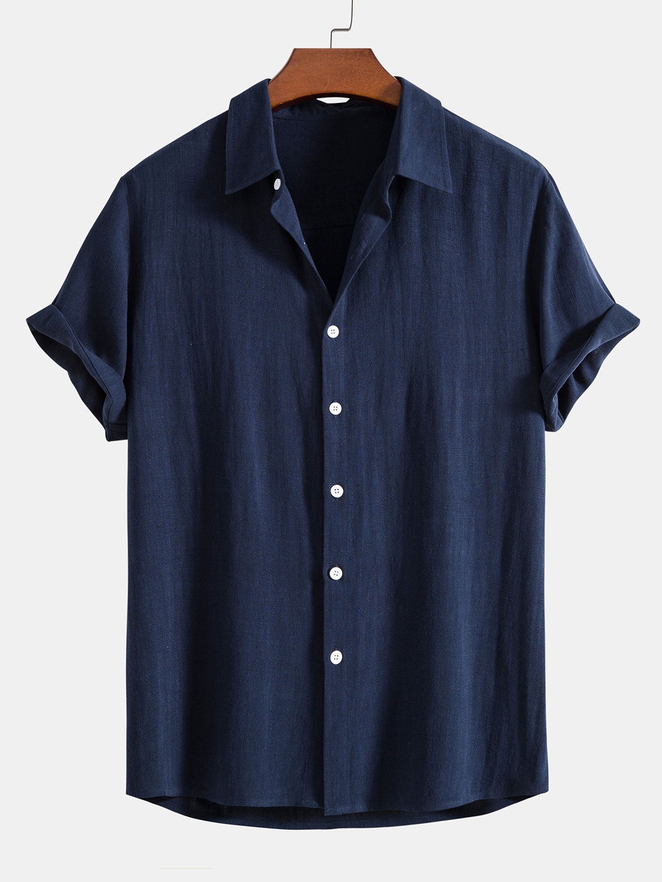 Men's Linen Short Sleeve Button-Up Shirt for Summer