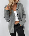 Women’s Hooded Button-Up Knit Cardigan