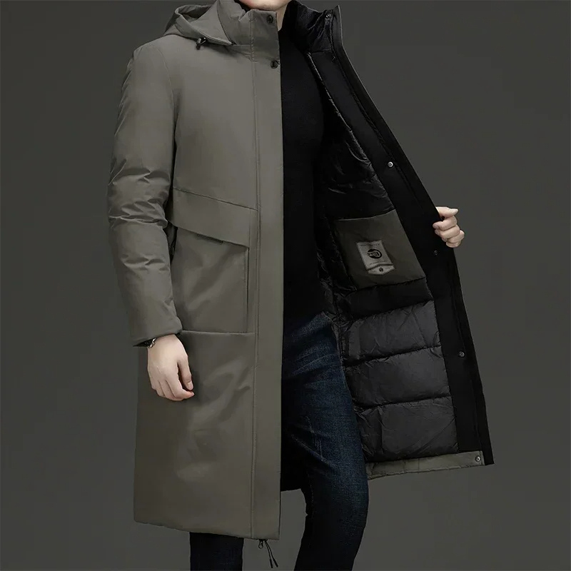 Parka longue matelassée à capuche pour homme