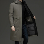 Parka longue matelassée à capuche pour homme