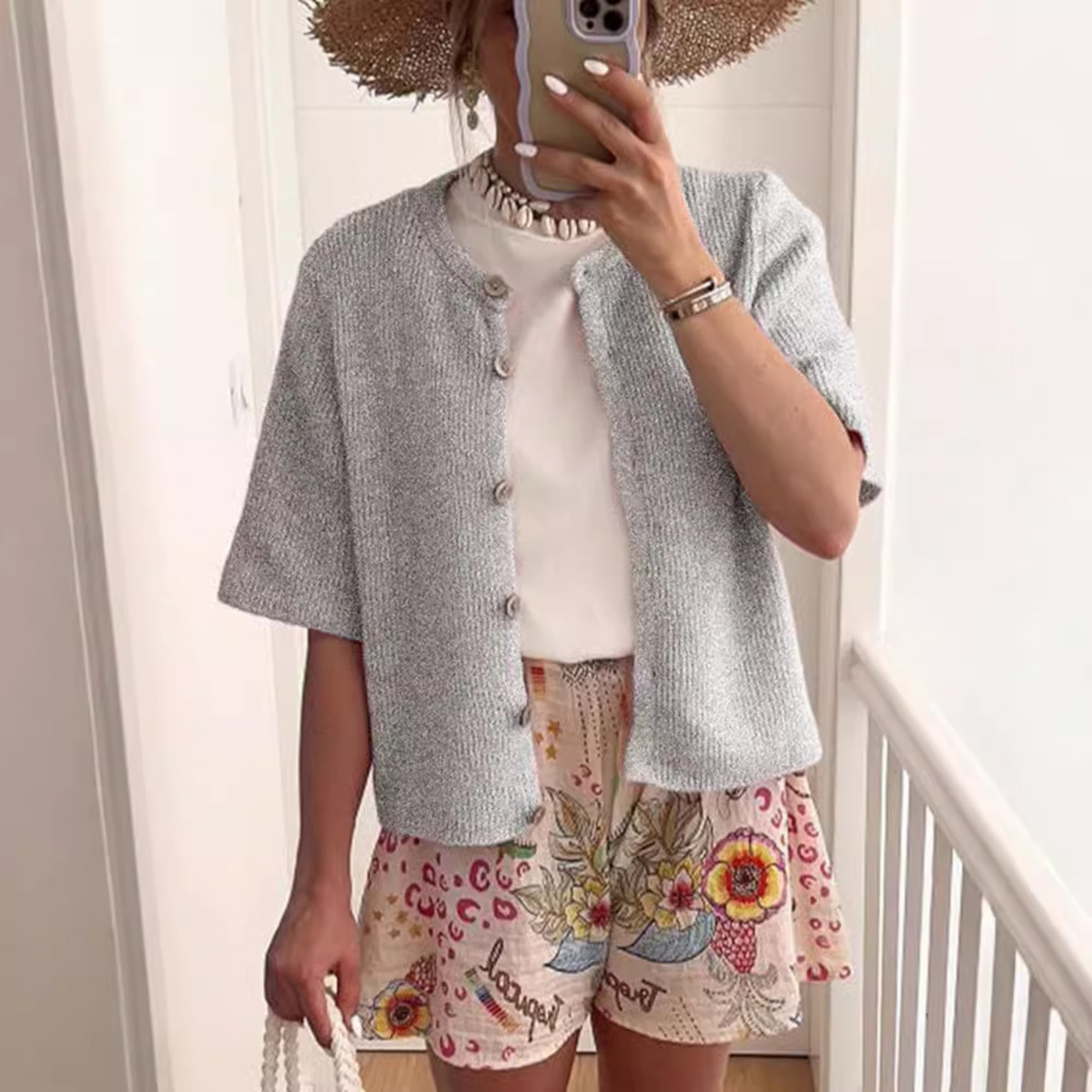 Women's Short Sleeve Cardigan | Lightweight Summer Knit