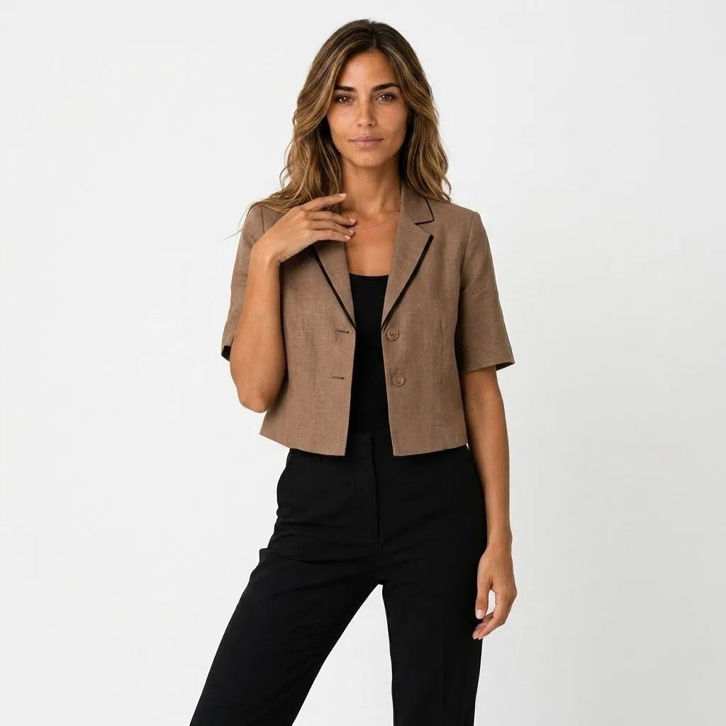 Women's Cropped Short Sleeve Tailored Blazer