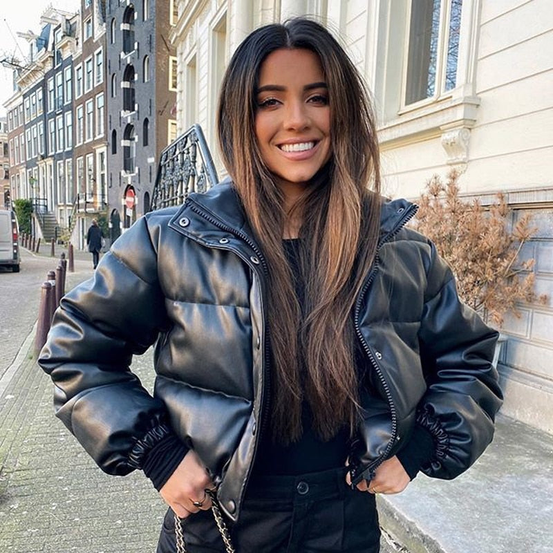 Doudoune pour femme en similicuir