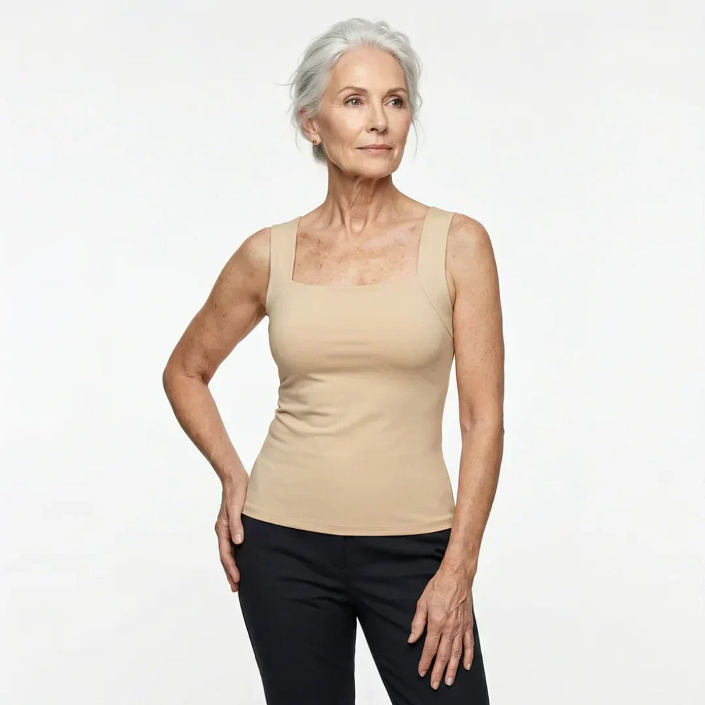 Top femme sans manches à encolure carrée et coupe ajustée
