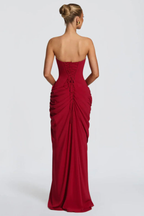 Women's Strapless Corset Draped Maxi Dress