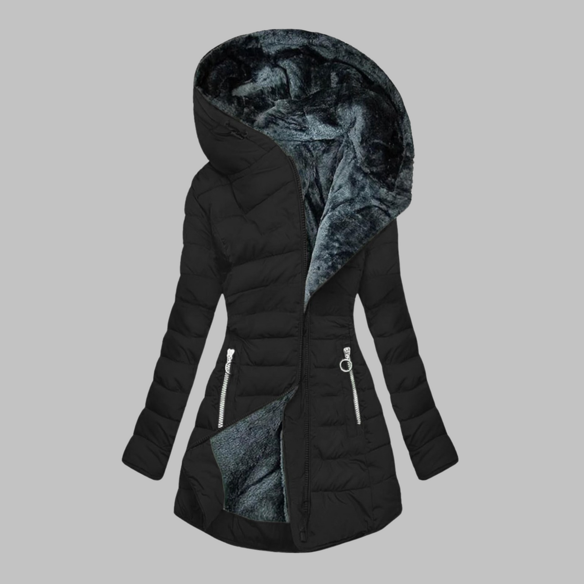 Women's Hooded Quilted Jacket | Fleece-Lined Winter Coat