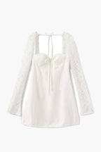Lace Sleeve Bustier Mini Dress with Tie Front