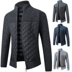 Men’s Quilted Knit Jacket with Stand Collar