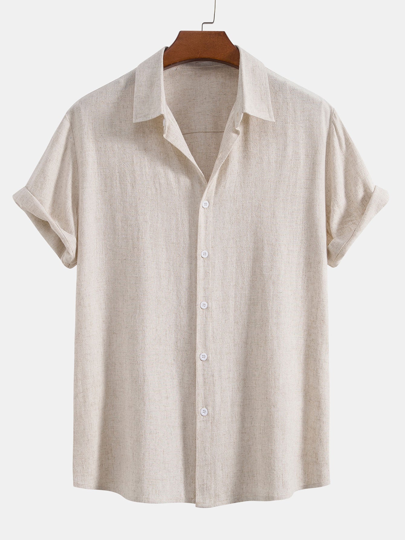 Men's Linen Short Sleeve Button-Up Shirt for Summer