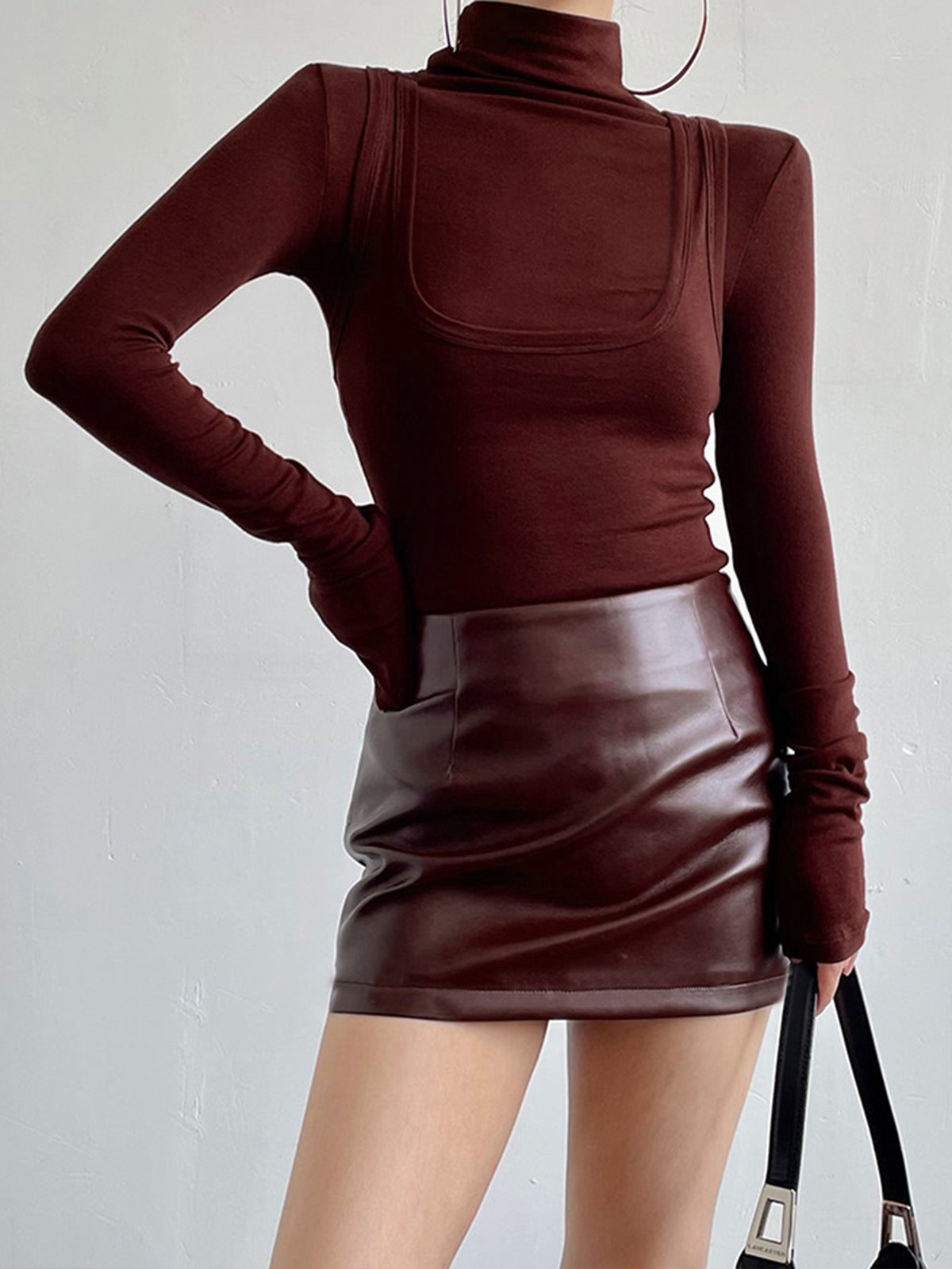 Women's Mock Neck Long Sleeve Top | Fitted Jersey