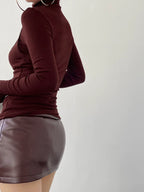 Women's Mock Neck Long Sleeve Top | Fitted Jersey