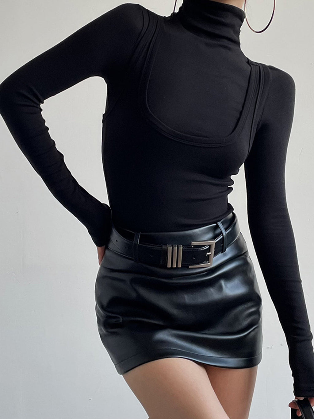 Women's Mock Neck Long Sleeve Top | Fitted Jersey