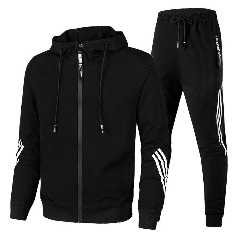 Men’s Hooded Tracksuit Set with Zip Jacket & Joggers