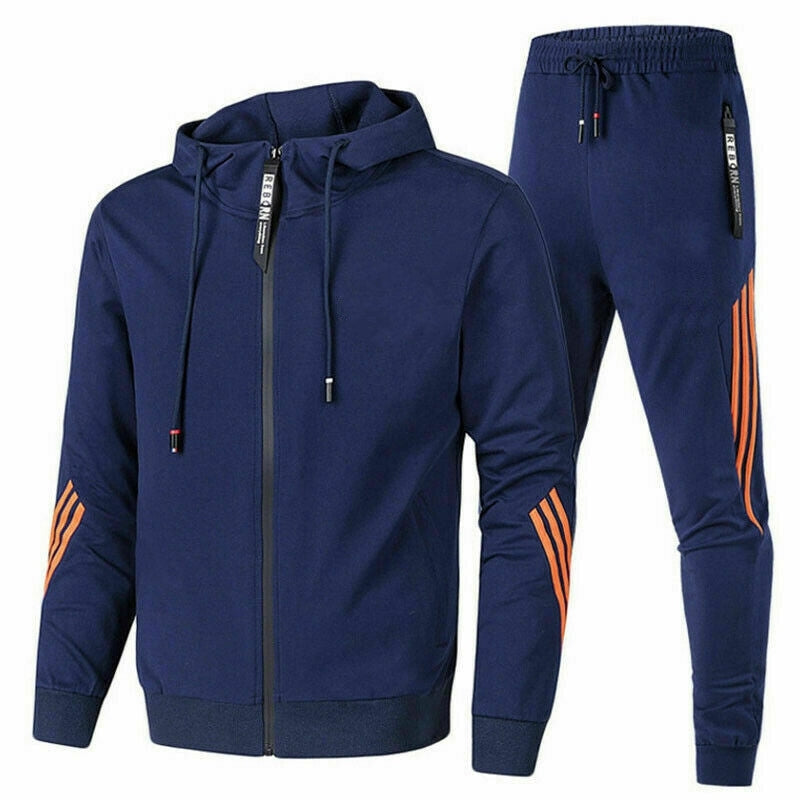 Ensemble de survêtement à capuche pour homme avec veste zippée et pantalon de jogging