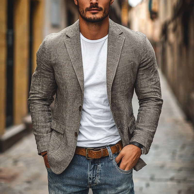 Blazer texturé chic et décontracté pour homme