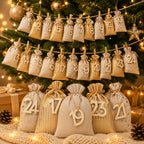 Sachets de calendrier de l’Avent à remplir | 24 sachets numérotés pour le compte à rebours de Noël
