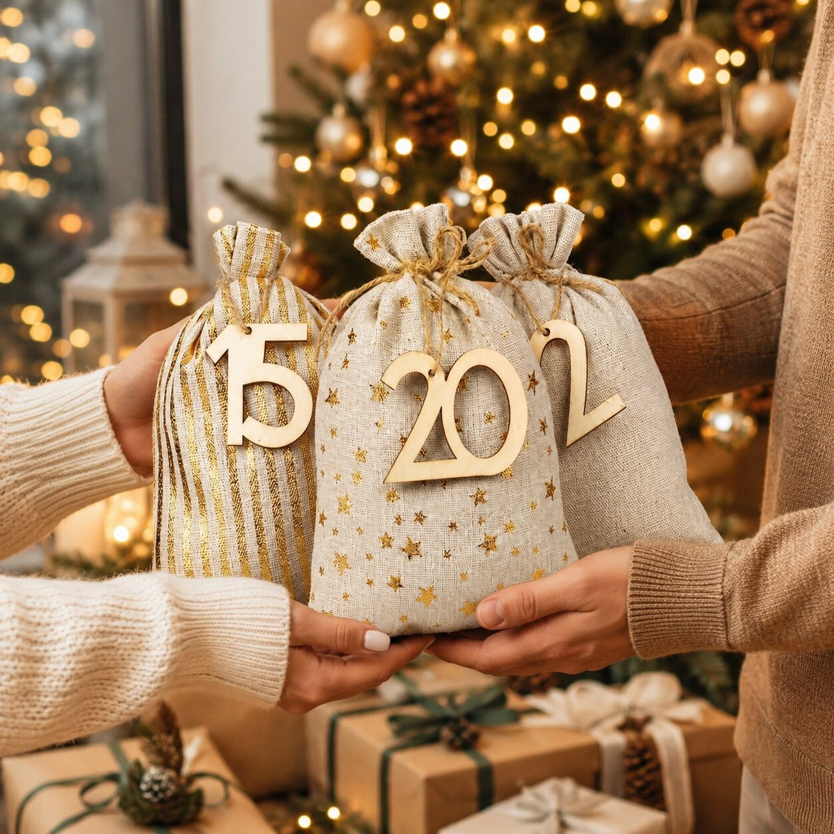 Sachets de calendrier de l’Avent à remplir | 24 sachets numérotés pour le compte à rebours de Noël