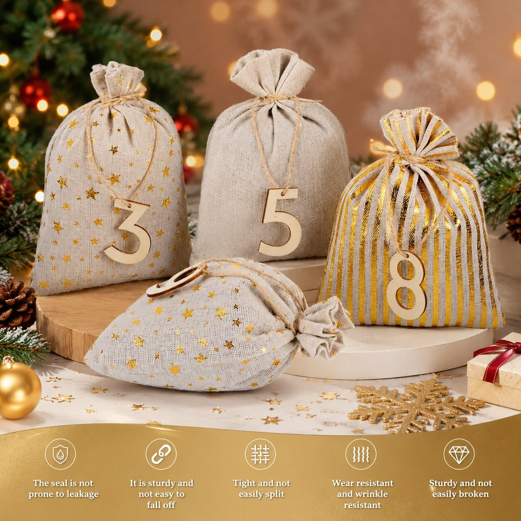 Sachets de calendrier de l’Avent à remplir | 24 sachets numérotés pour le compte à rebours de Noël