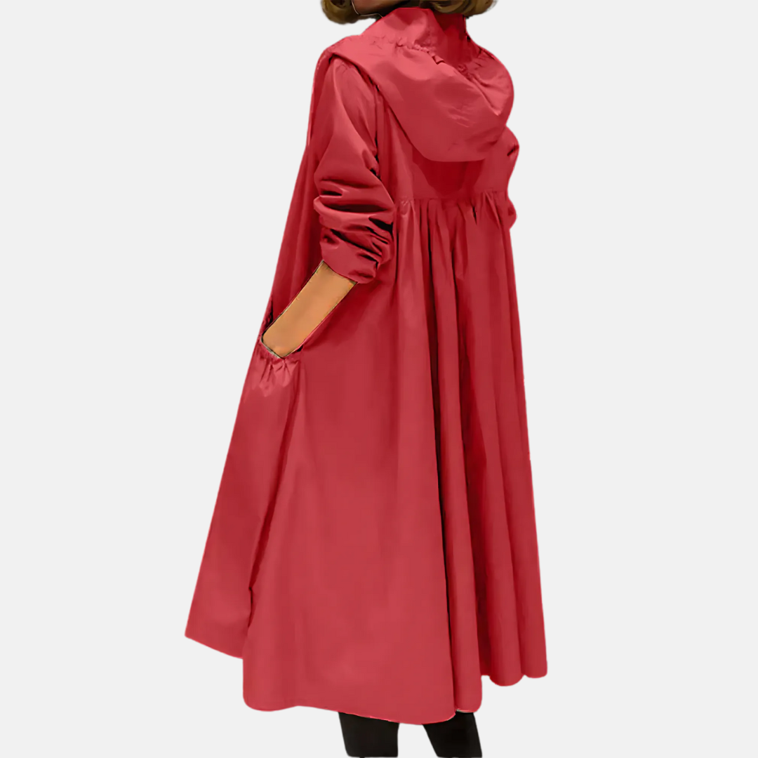 Women’s Long Hooded Lightweight Coat with Pockets