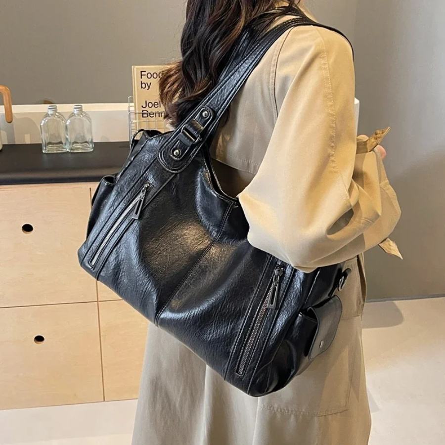 Women’s Multi-Pocket Shoulder Bag with Detachable Strap