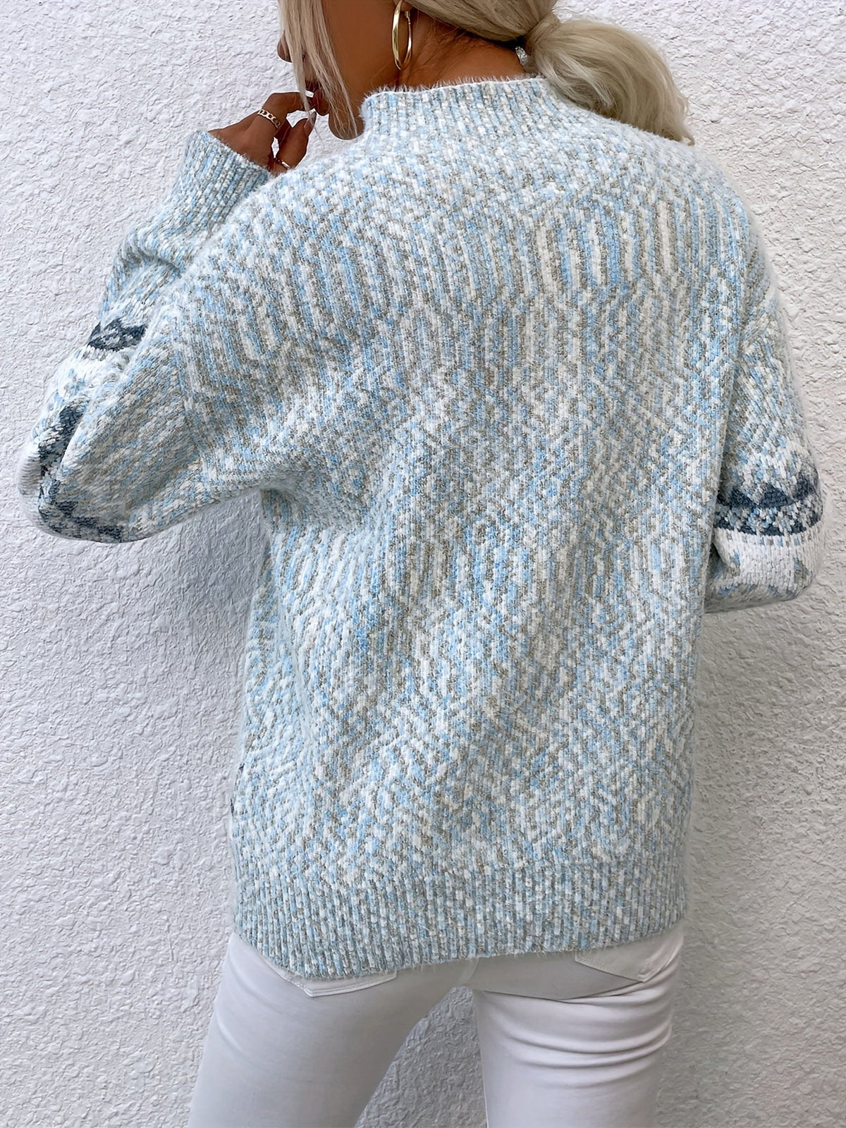 Pull de Noël oversize pour femme | Col montant en maille Fair Isle