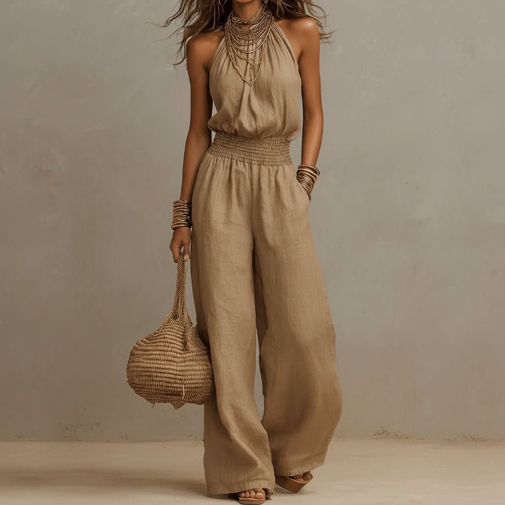 Combinaison pantalon fluide dos nu pour femme