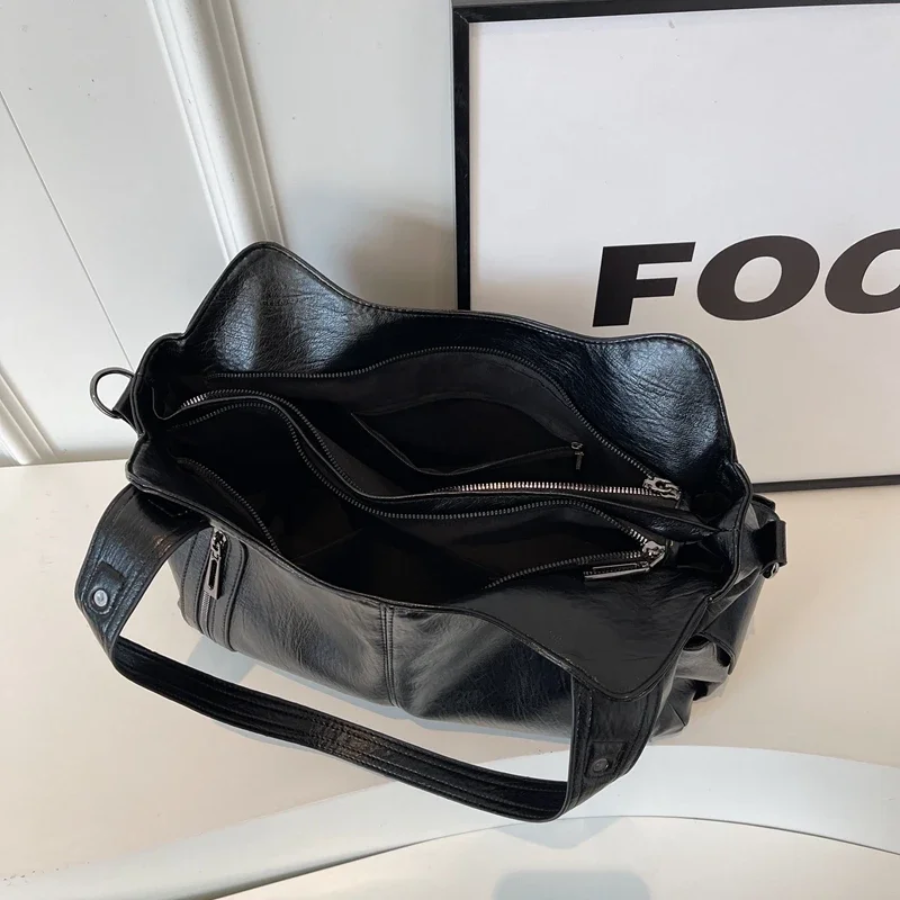 Women’s Multi-Pocket Shoulder Bag with Detachable Strap