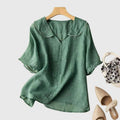Women's Linen Summer Blouse with Peter Pan Collar
