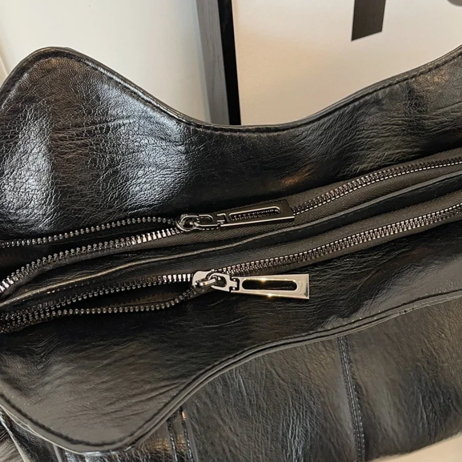 Women’s Multi-Pocket Shoulder Bag with Detachable Strap
