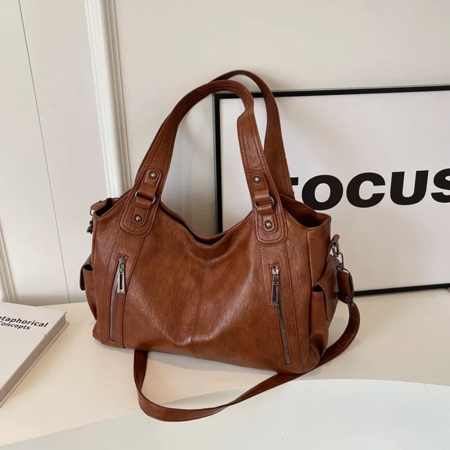 Women’s Multi-Pocket Shoulder Bag with Detachable Strap