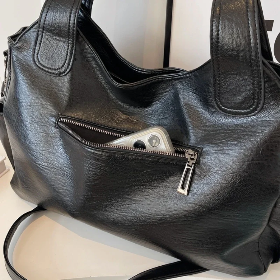 Women’s Multi-Pocket Shoulder Bag with Detachable Strap