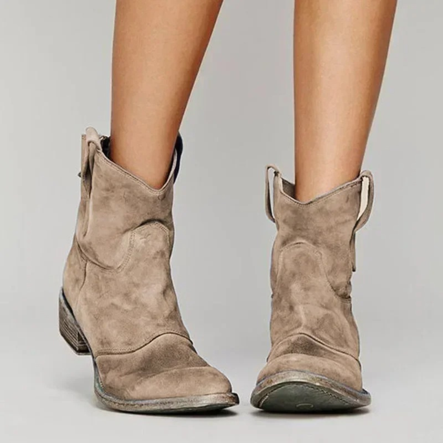 Women's Suede Western Ankle Boots for Autumn