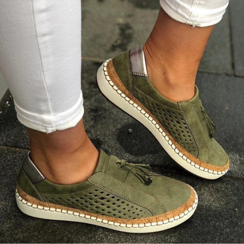 Women’s Perforated Tassel Slip-On Casual Shoes