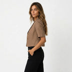 Women's Cropped Short Sleeve Tailored Blazer