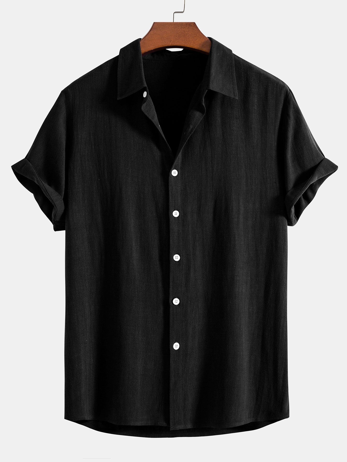 Men's Linen Short Sleeve Button-Up Shirt for Summer
