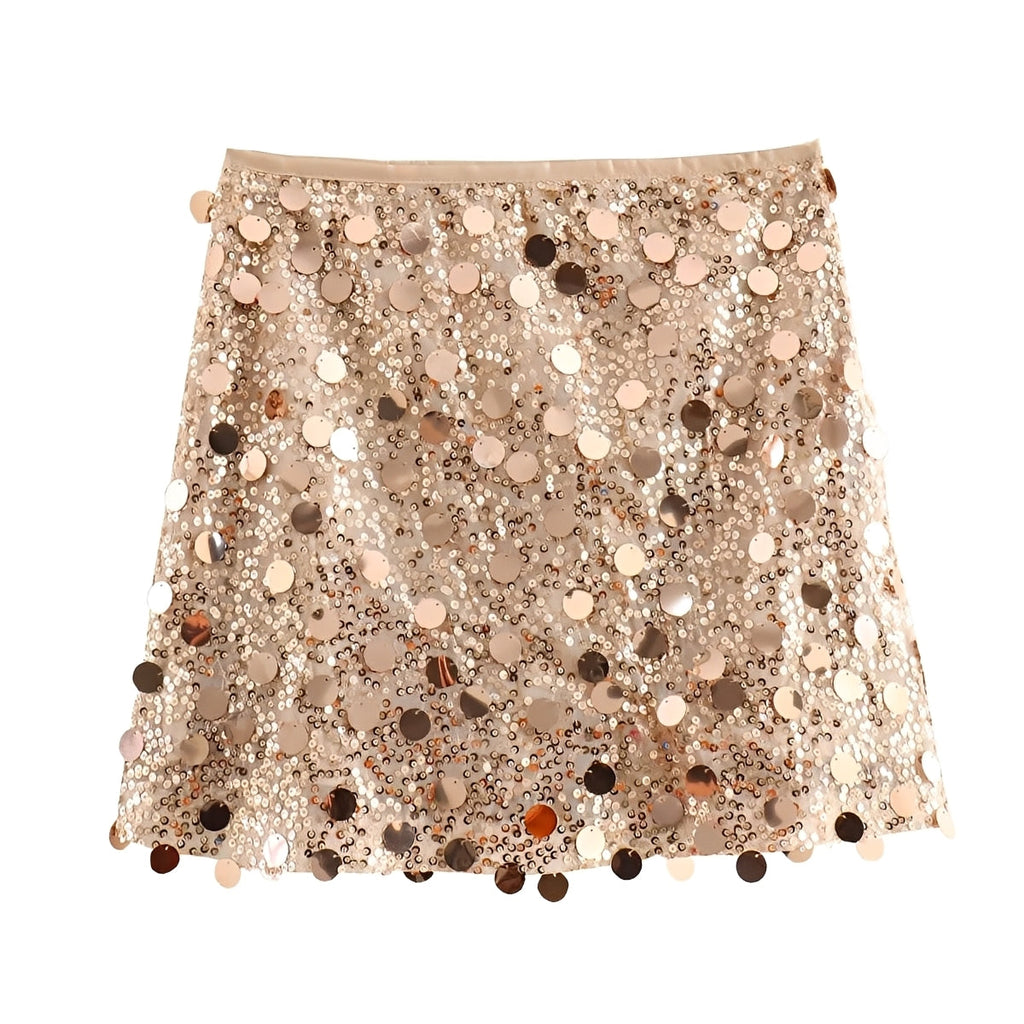 Sequin Disc Embellished Mini Skirt