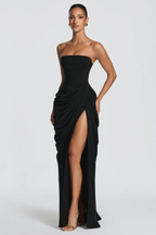 Women's Strapless Corset Draped Maxi Dress