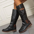 Bottes biker montantes jusqu’au genou avec détails de boucles pour femme
